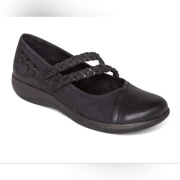Aetrex Annie Mary Jane Black Leather Comfort shoes 7.5-8 EU 40 - Picture 1 of 8